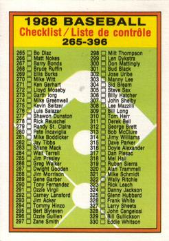 1988 O-Pee-Chee Baseball Cards 374     Checklist 265-396